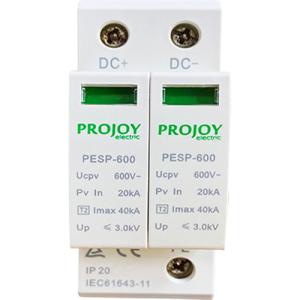 PROJOY PESP-600 - ΑΝΤΙΚΕΡΑΥΝΙΚΟ ΓΙΑ ΦΩΤΟΒΟΛΤΑΪΚΑ DC 600V (Τ1+Τ2) 2P 