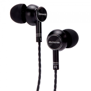 AIWA STEREO 3,5MM IN-EAR HEADPHONE WITH REMOTE AND MIC BLACK ESTM-100BK