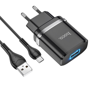 HOCO N1 ΦΟΡΤΙΣΤΗΣ ARDENT, ΚΑΛΩΔΙΟ MICRO USB, 1 ΘΥΡΑ, ΜΑΥΡΟ [HC-N1MBK]