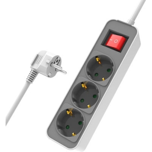 POWERTECH πολύπριζο ασφαλείας PT-1055, 3x schuko, 16A, 1.4m, λευκό