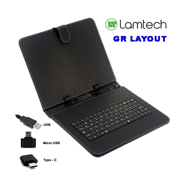 LAMTECH BLACK UNIVERSAL 10.1'-10.4' TABLET CASE WITH GR KEYBOARD & 3 USB TIPS LAM021912