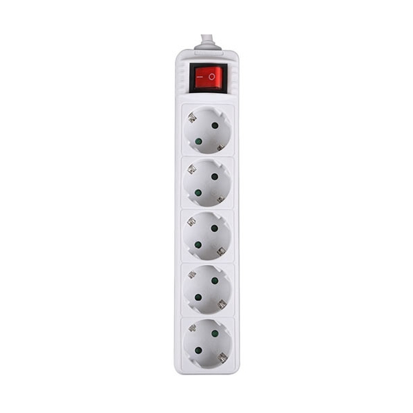 LAMTECH POWER STRIP WITH SWITCH 5 OUTLETS WHITE 1.5M LAM023732