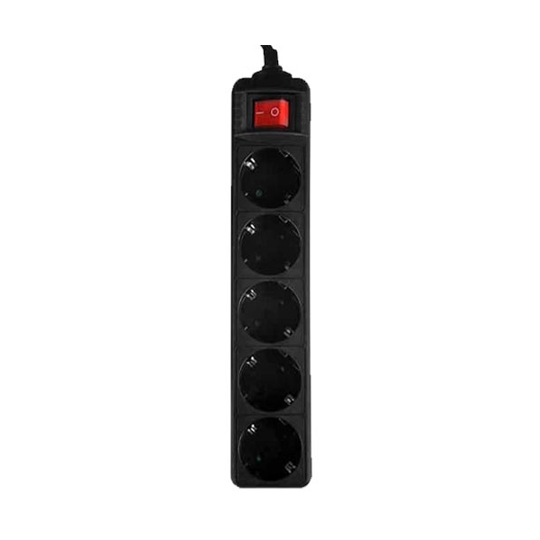 LAMTECH POWER STRIP WITH SWITCH 5 OUTLETS BLACK 1.5M LAM023749