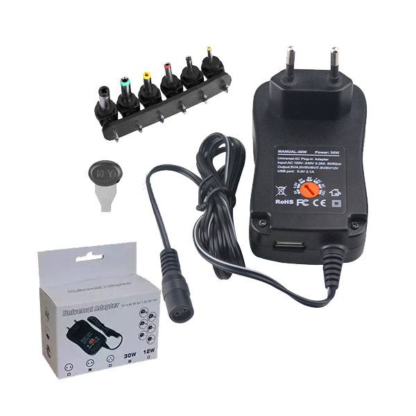PD-30-2,5A/30W ΤΡΟΦΟΔΟΤΙΚΟ 3/4,5/5/6/7,5/9/12V ME 6 CONNECTORS EU ΚΑΙ ΘΥΡΑ USB