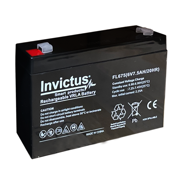 INVICTUS FL6-7,5 ΜΠΑΤΑΡΙΑ ΜΟΛΥΒΔΟΥ 7,5AH 6V INVICTUS