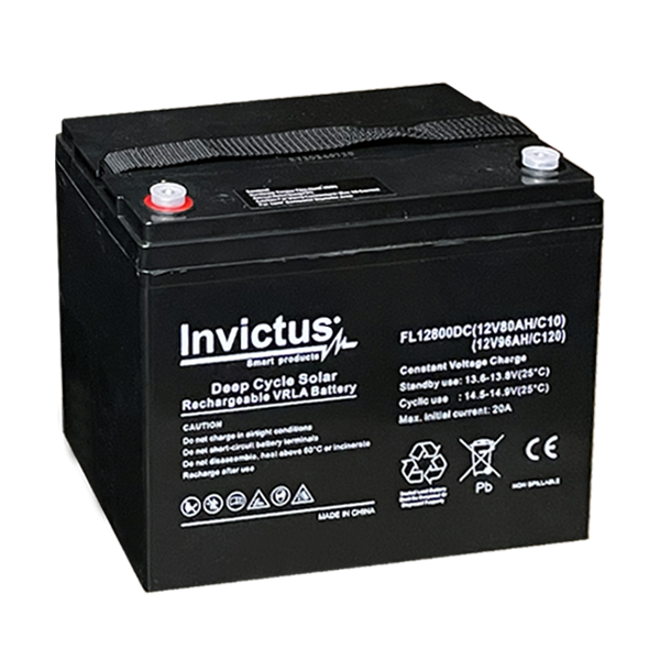 INVICTUS FL12-80 SOLAR ΜΠΑΤΑΡΙΑ ΜΟΛΥΒΔΟΥ 80AH C10 / 96AH C120 INVICTUS