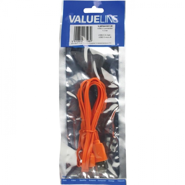 ValueLine Καλώδιο 60410 USB 2.0, A/Male-Micro B/Male, 1.00 m ORANGE