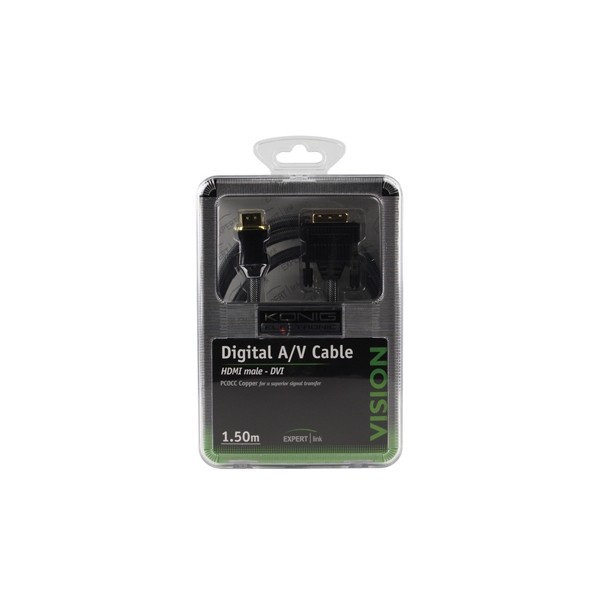 Konig Cable DVI-D male - HDMI male 1.5m  [PAV-1011-1.5]