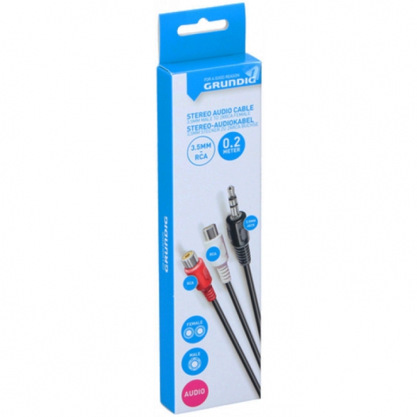 GRUNDIG 47217 ΚΑΛΩΔΙΟ ΗΧΟΥ JACK 3,5MM ΣΕ 2 X RCA ΘΗΛΥΚΟ 0,2M GRUNDIG