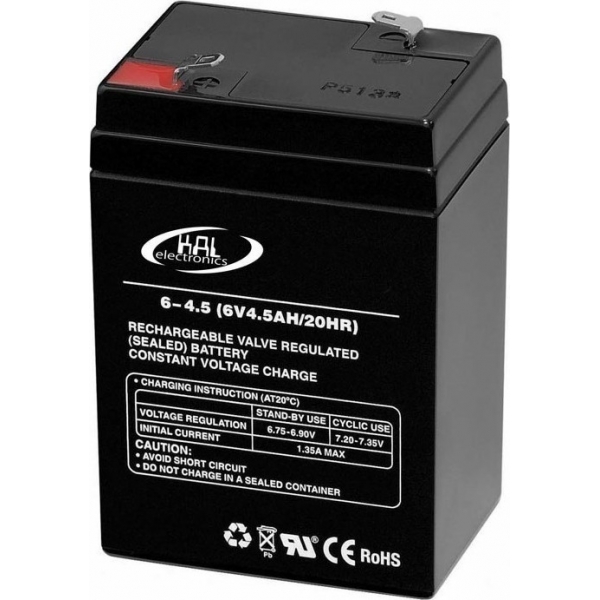 SB6V4-5 Επαναφορτιζόμενη Μπαταρία Μολύβδου 6Volt / 4,5Ah