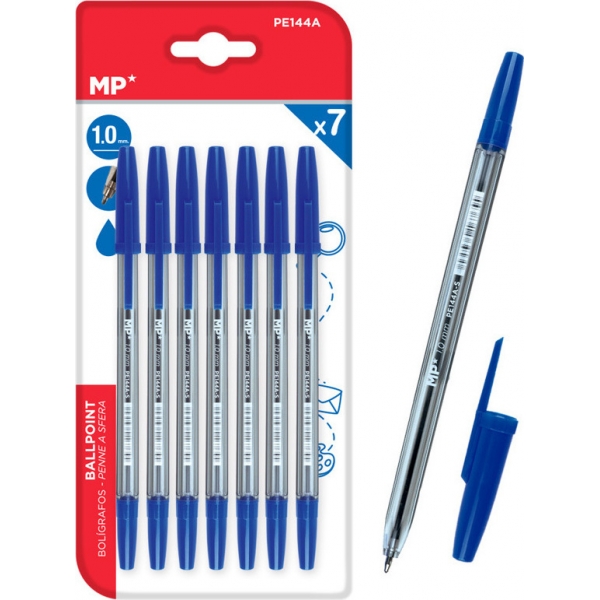 MP στυλό διαρκείας PE144A, 1mm, μπλε, 7τμχ
