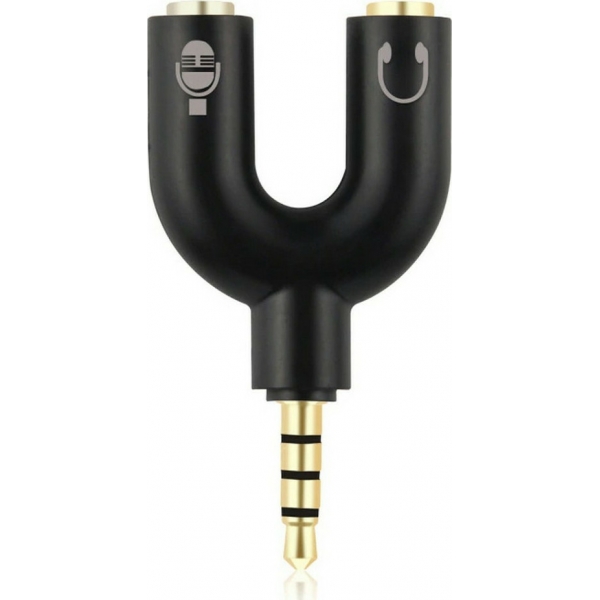 POWERTECH Splitter 3.5mm 4pin (M) σε 2x 3.5mm 4pin (F) CAB-J043, μαύρο