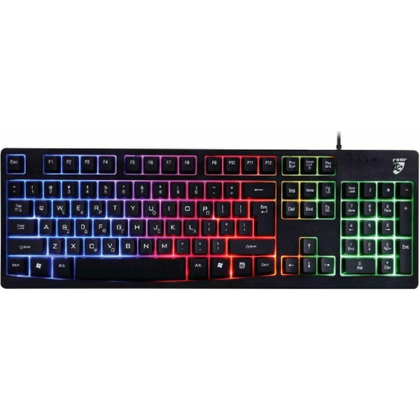 ROAR gaming πληκτρολόγιο RR-0005, ενσύρματο, αθόρυβα πλήκτρα, RGB, μαύρο