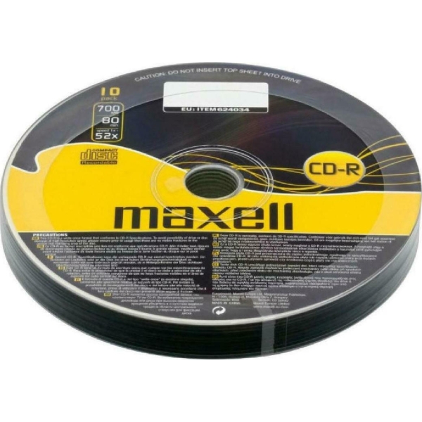 MAXELL CD-R 624034-41, 700ΜΒ, 80min, 52x speed, spindle pack 10τμχ