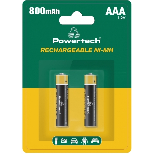 POWERTECH επαναφορτιζόμενες μπαταρίες NI-MH PT-1403, AAA, 800mah, 1.2V, 2τμχ