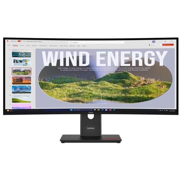 LENOVO Monitor ThinkVision T34WD-40 34'' WQHD VA, Curved, RJ45, HDMI, USB-C, Display Port,  Height adjustable, 3YearsW