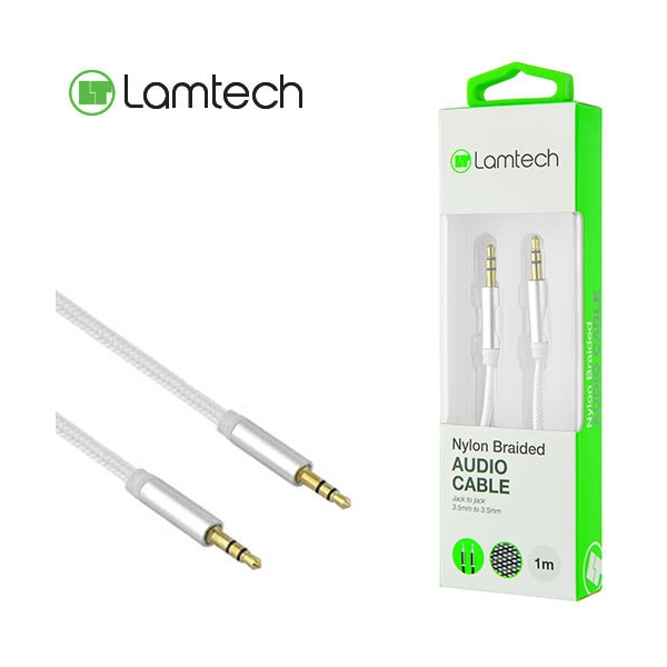 LAMTECH AUDIOCABLE BRAIDED 1m 3.5mm to 3.5mm SILVER LAM445196
