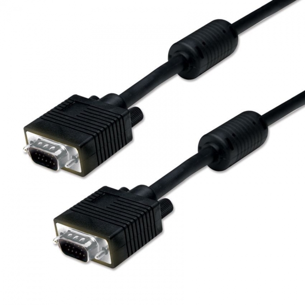 Powertech καλώδιο VGA HD 15pin - 3m - αρσενικό σε αρσενικό με 2 x Ferrites (3+4) - BLACK [CAB-G012]