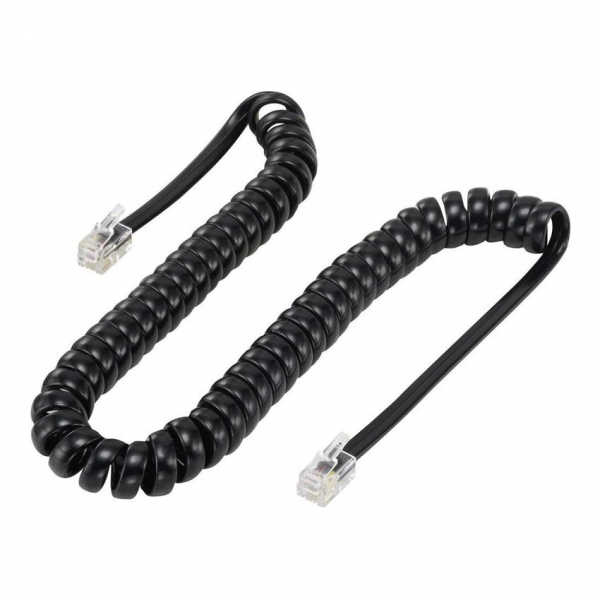 POWERTECH Καλώδιο Τηλεφώνου RJ10 4P4C, Spiral, 5m, Black [CAB-T015]