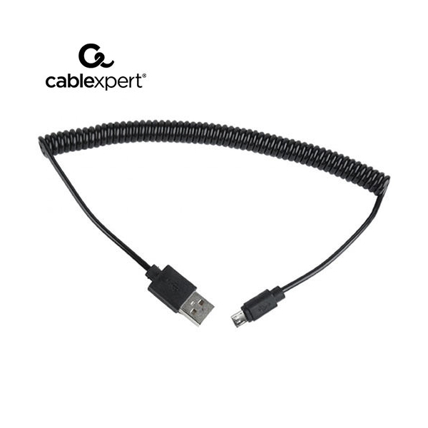 CABLEXPERT COILED MICRO-USB CABLE 1,8m BLACK CC-MUSB2C-AMBM-6