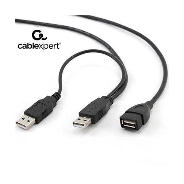 CABLEXPERT DUAL USB 2,0 A-PLUG A-SOCKET EXTENSION CABLE 0.9M CCP-USB22-AMAF-3