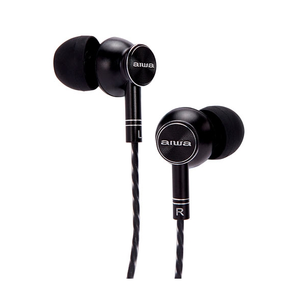 AIWA STEREO 3,5MM IN-EAR HEADPHONE WITH REMOTE AND MIC BLACK ESTM-100BK