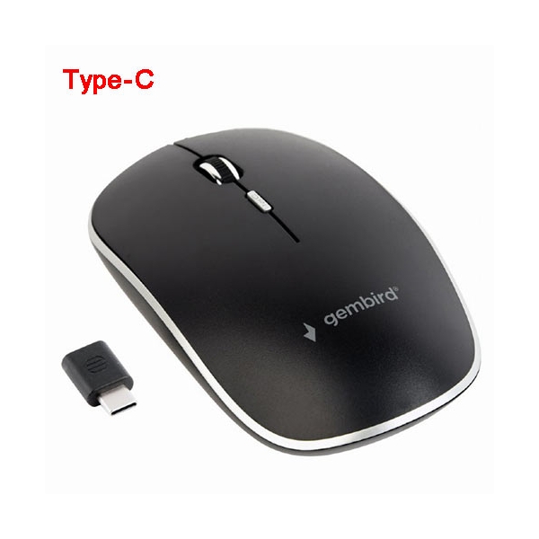 GEMBIRD SILENT WIRELESS OPTICAL MOUSE BLACK TYPE-C RECEIVER MUSW-4BSC-01