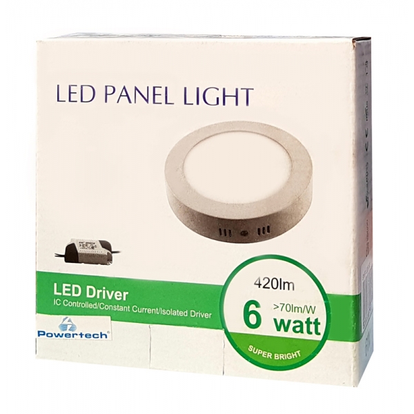 POWERTECH LED Panel SMRP-1206W3, 6W, warm white 3000K, 360lm