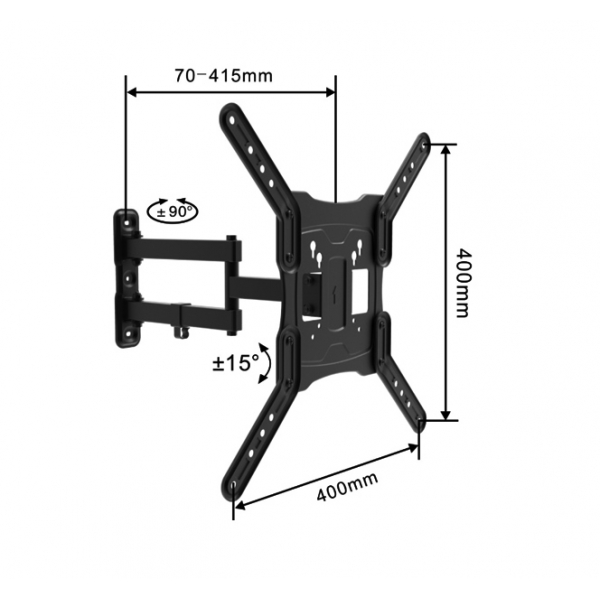 TVY-1107A Επιτοίχια βάση με μπράτσο 17-55inches  (έως 30kg)