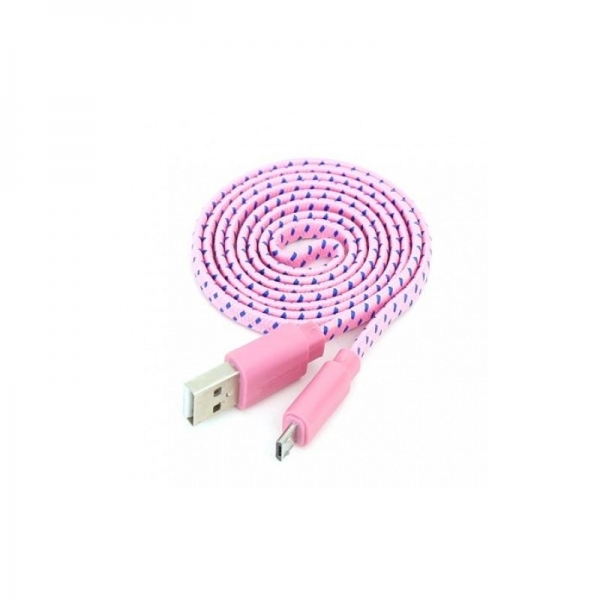 Omega Cable Micro USB 1m , PINK FLAT  (42328)