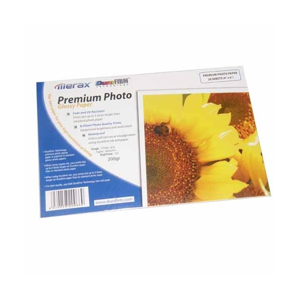 ΦΩΤΟΓΡΑΦΙΚΟ ΧΑΡΤΙ A6 PREMIUM PHOTO PAPER MERAX GLOSSY PAPER 200gr, 20 Sheets (4" x 6")