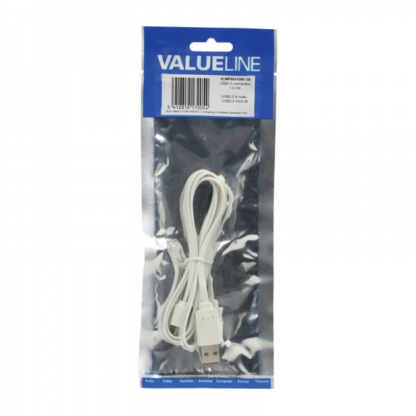 ValueLine Καλώδιο 60410 USB 2.0, A/Male-Micro B/Male, 1.00 m WHITE