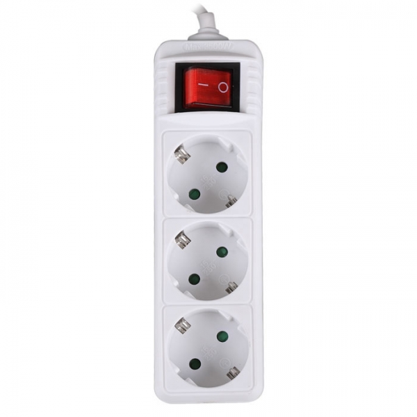 LAMTECH POWER STRIP WITH SWITCH 3 OUTLETS WHITE 3M LAM113287