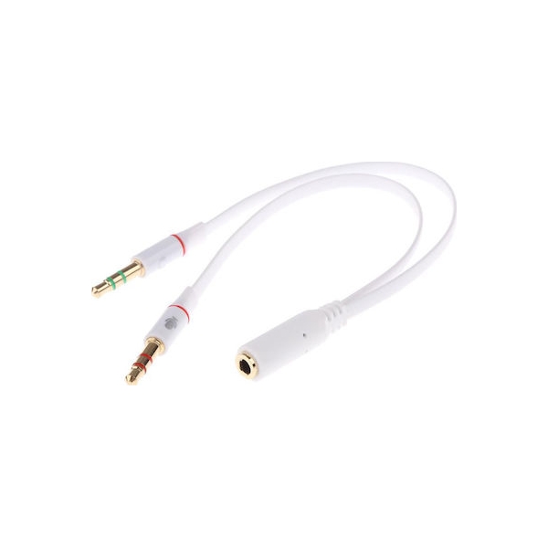 POWERTECH αντάπτορας 2x 3.5mm σε 3.5mm θηλυκό CAB-J048, 0.2m, λευκό  [CAB-J048]