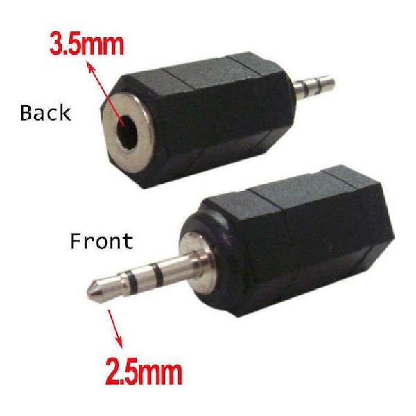 POWERTECH αντάπτορας 2.5mm σε 3.5mm CAB-J014, μαύρος, 5τμχ