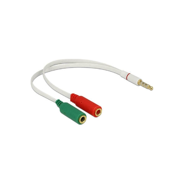 POWERTECH καλώδιο 3.5mm 4pin σε 2x 3.5mm θηλυκά CAB-J050, 0.2m, λευκό