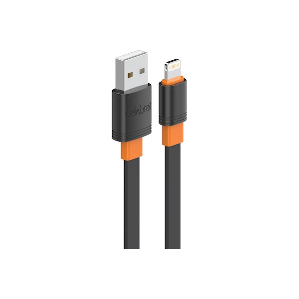 CELEBRAT καλώδιο Lightning σε USB CB-33L, flat, 12W, 1m, μαύρο